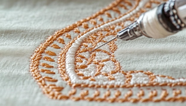 Zbliżenie na ręcznie haftowany detal